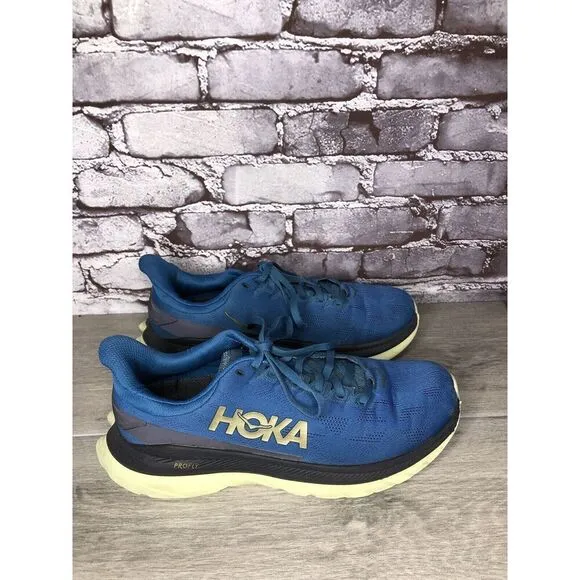 Hoka One One Mach 4 Blue Coral Synthetic Lace Up Running Shoes Men 9.5D US/43.3