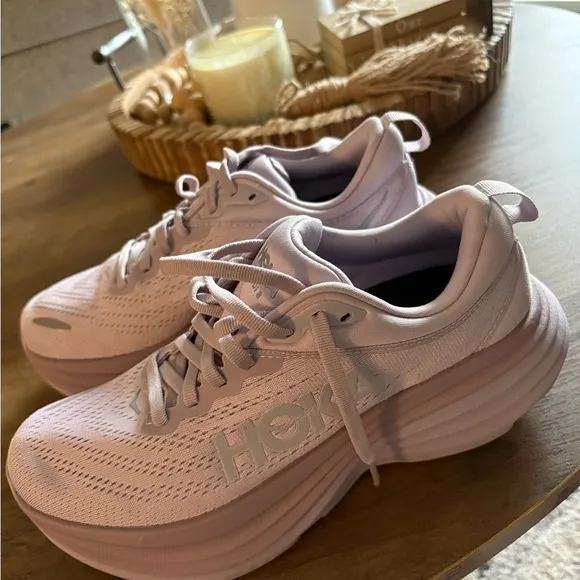Hoka Pink and Purple Athletic Shoes with Chunky Design