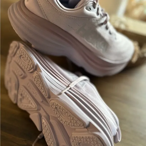 Hoka Pink and Purple Athletic Shoes with Chunky Design