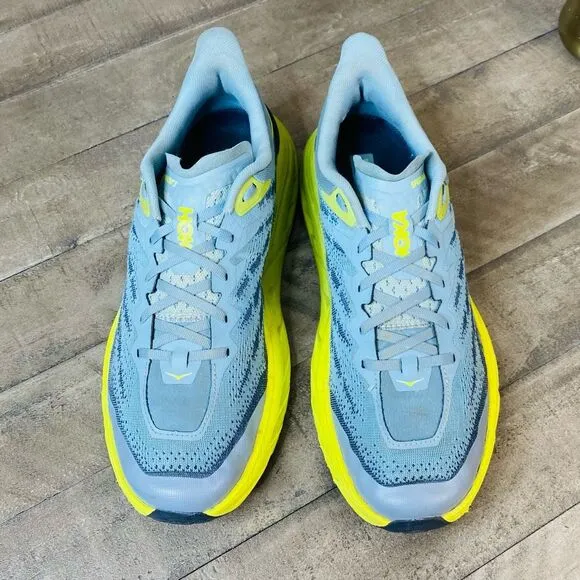 HOKA Speedgoat 5 Stone Blue/Dark Citron Athletic Sneakers Men’s Size 12 D