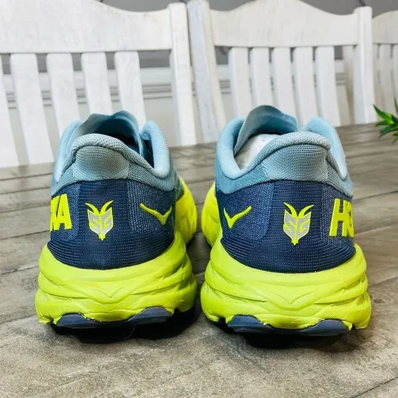 HOKA Speedgoat 5 Stone Blue/Dark Citron Athletic Sneakers Men’s Size 12 D