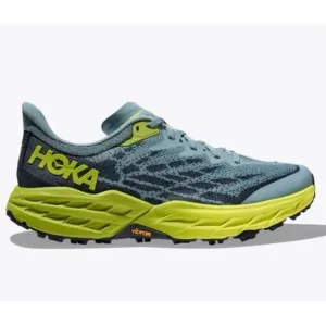 HOKA Speedgoat 5 Stone Blue/Dark Citron Athletic Sneakers Men’s Size 12 D