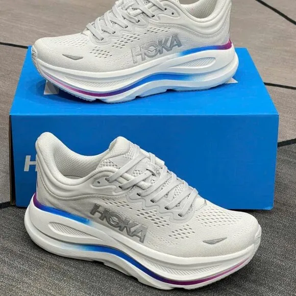 HOKA Women's Bondi 9 Running Shoes Ash Grey/White Size 9 New With Tag
