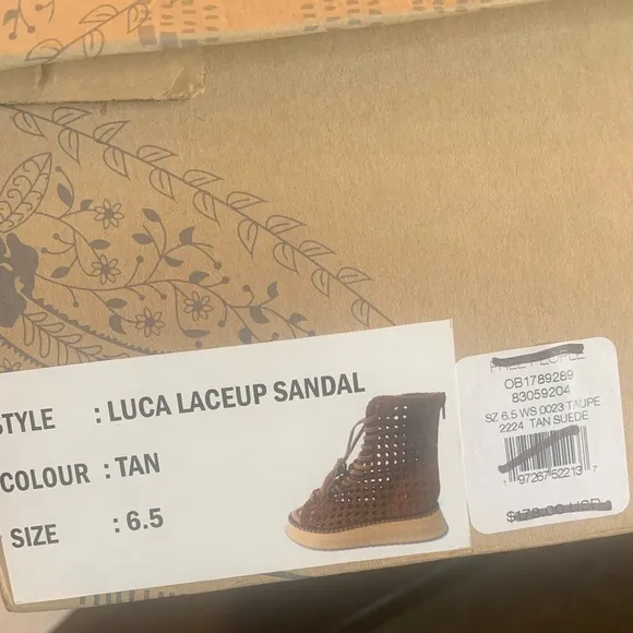 💫HP‼️💫 NIB FREE PEOPLE Luca Lace-up Sandal in Tan, Sizes 6.5 &amp; 8