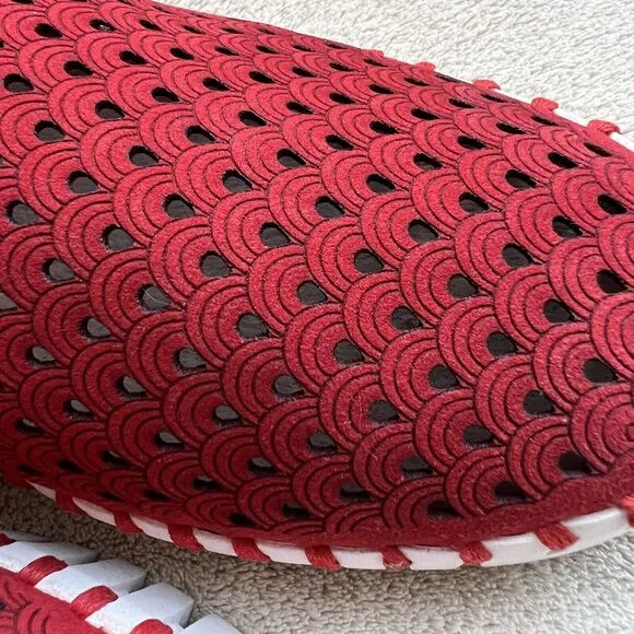 Ilse Jacobsen Tulip Red Fabric Perforated Slip On Shoes Women's EU 38 US 7.5 - 8