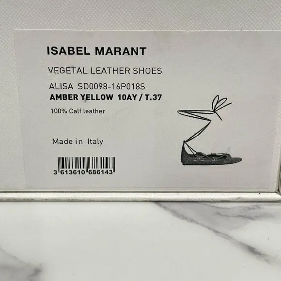 Isabel Marant Alisa Leather Lace-Up Sandals in Tan Amber Size EUR 37