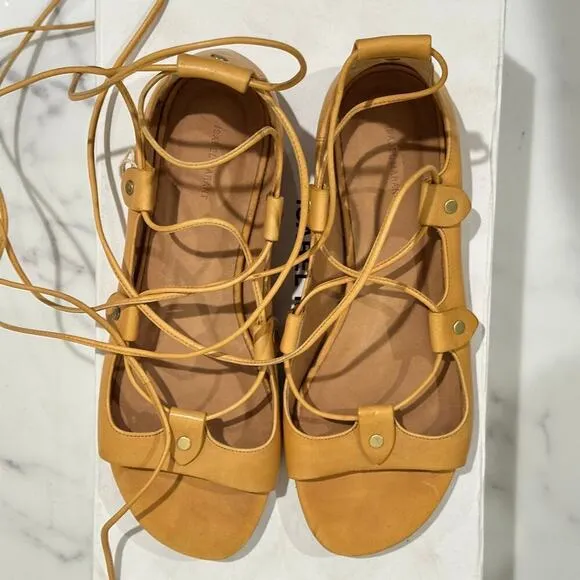 Isabel Marant Alisa Leather Lace-Up Sandals in Tan Amber Size EUR 37