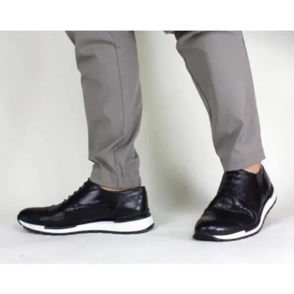 Italian Handmade Men's Leather Sneaker/ Jamal Black Italian Mens Dress Sneakers