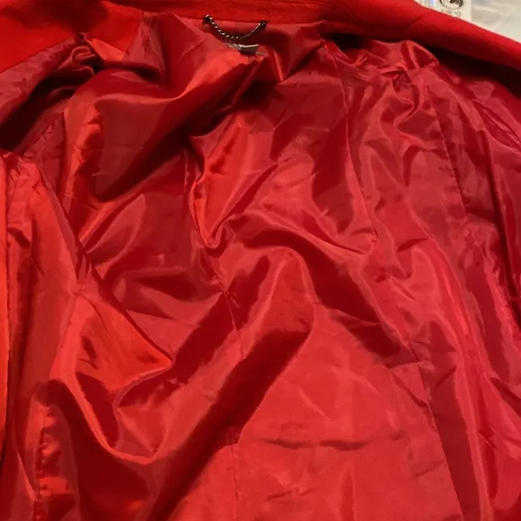J Jill Wool blend bright red mid length peacoat womens size small