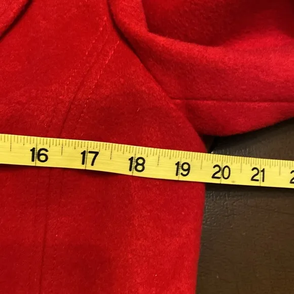 J Jill Wool blend bright red mid length peacoat womens size small