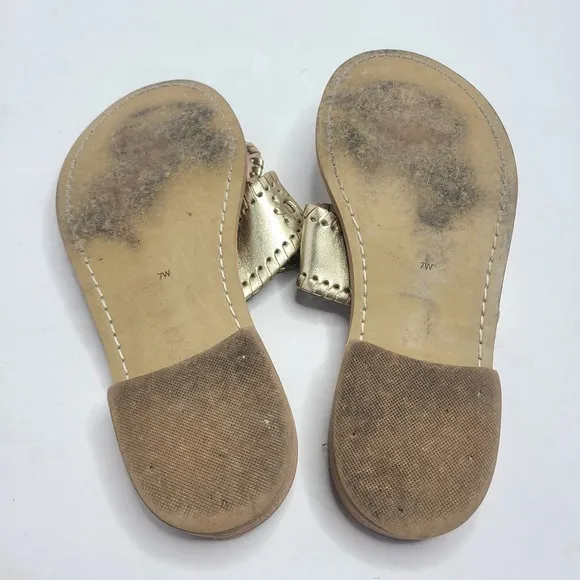 Jack Rogers Hamptons Gold Thong Flat Sandals Shoes Size 7W