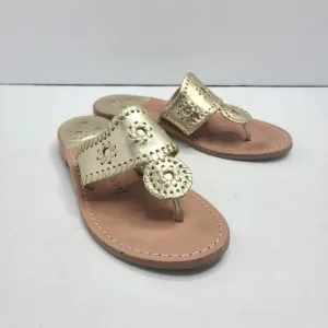 Jack Rogers Hamptons Gold Thong Flat Sandals Shoes Size 7W