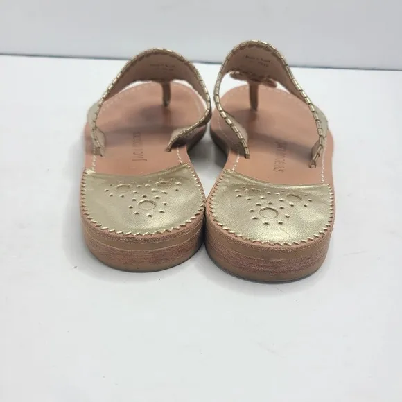 Jack Rogers Hamptons Gold Thong Flat Sandals Shoes Size 7W
