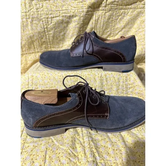 J&amp;M‎ 1850 Collection Men’s Leather Blue And Tan Sheepskin Memory foam Size 8