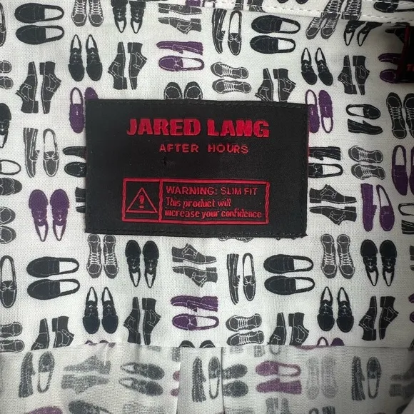 JARED LANG Button Down Shirt Novelty Shoes Cotton Fun Preppy Collared L