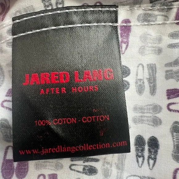 JARED LANG Button Down Shirt Novelty Shoes Cotton Fun Preppy Collared L