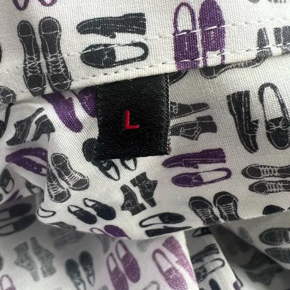 JARED LANG Button Down Shirt Novelty Shoes Cotton Fun Preppy Collared L