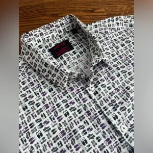 JARED LANG Button Down Shirt Novelty Shoes Cotton Fun Preppy Collared L
