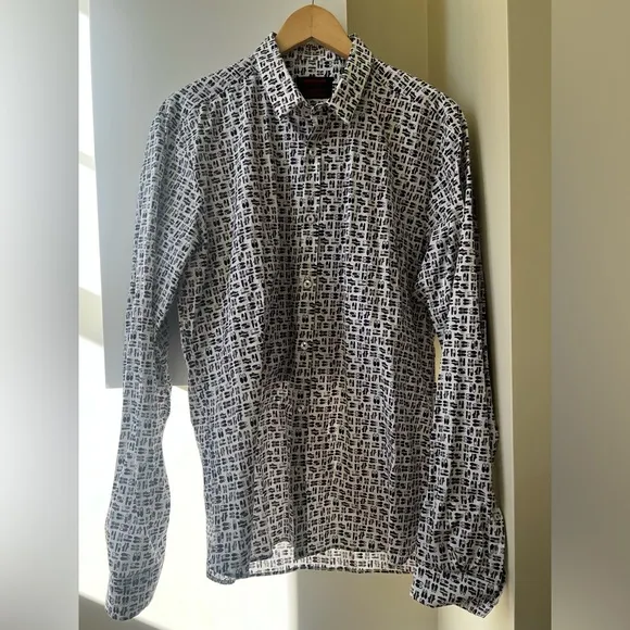 JARED LANG Button Down Shirt Novelty Shoes Cotton Fun Preppy Collared L