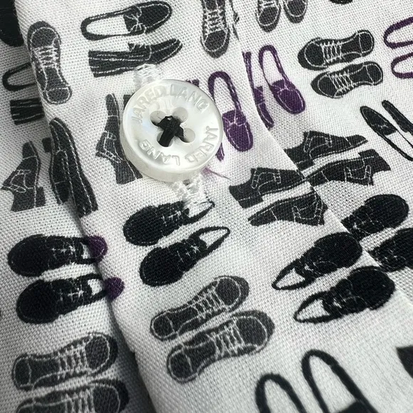 JARED LANG Button Down Shirt Novelty Shoes Cotton Fun Preppy Collared L