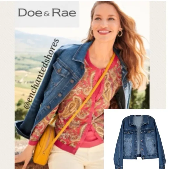 Jean Jacket Distressed Medium Blue Wash Denim Trucker Jacket Size Large