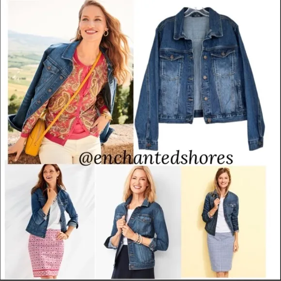 Jean Jacket Distressed Medium Blue Wash Denim Trucker Jacket Size Large