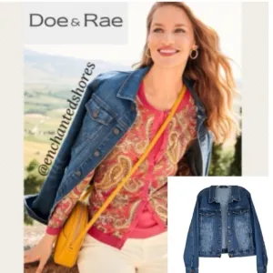 Jean Jacket Distressed Medium Blue Wash Denim Trucker Jacket Size Large