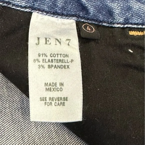JEN7 by Seven for All Mankind Size 4 Slim Boyfriend Jeans Medium Blue Denim