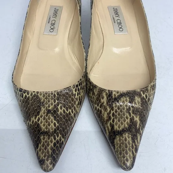 Jimmy Choo Shoes Amelia Snakeskin Kitten-Heel Pumps Neutral