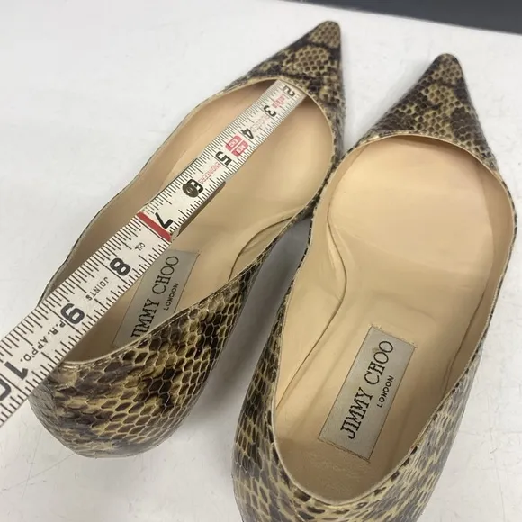 Jimmy Choo Shoes Amelia Snakeskin Kitten-Heel Pumps Neutral