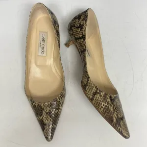 Jimmy Choo Shoes Amelia Snakeskin Kitten-Heel Pumps Neutral