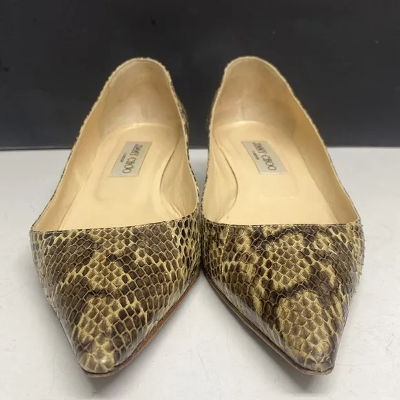 Jimmy Choo Shoes Amelia Snakeskin Kitten-Heel Pumps Neutral