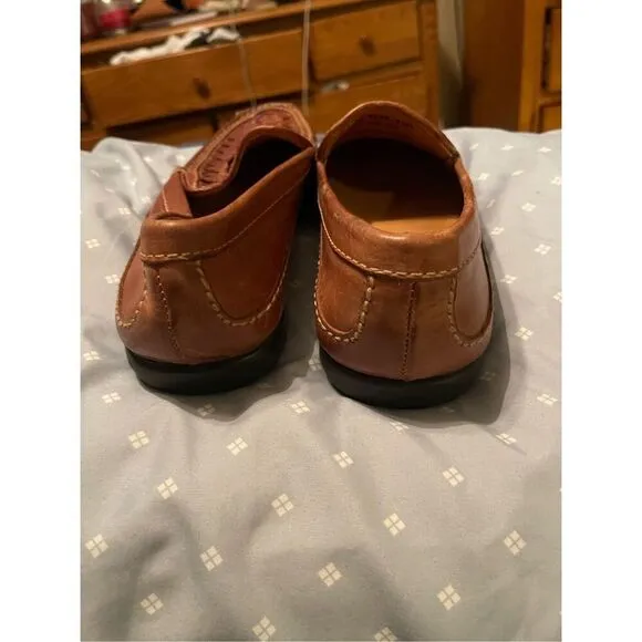 Johnston &amp; Murphy Mens Brown Woven Sheepskin Leather Tidwell Loafers Shoes 8.5 M
