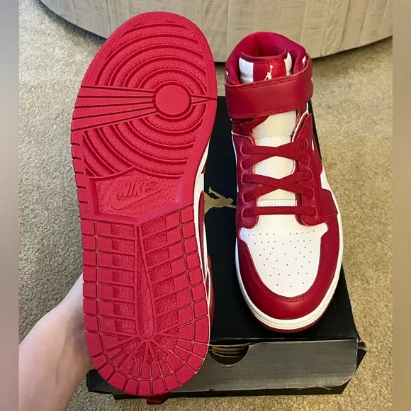 Jordan 1 High Flyease Mens Size 12.5 Red White Sneakers Basketball Shoes