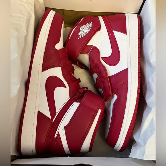 Jordan 1 High Flyease Mens Size 12.5 Red White Sneakers Basketball Shoes