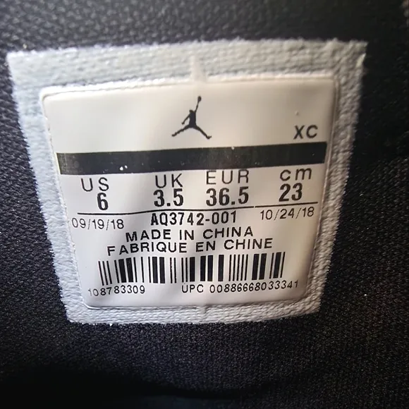 JORDAN 1 HIGH ZIP – Leather, Black/metallic, gold/phantom, slit red, size 6