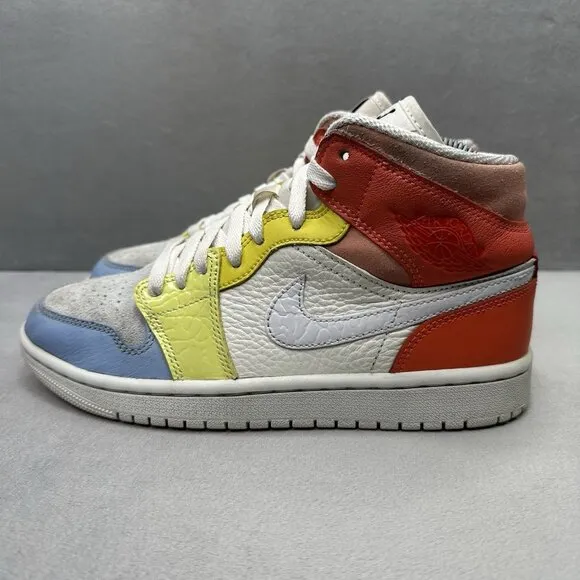 Jordan 1 Mid Womens Size 7 To My First Coach Shoes Pastel Multicolor Sneakers