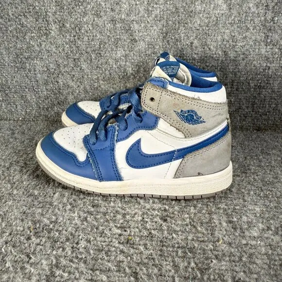 Jordan 1 Retro High OG True Blue Toddler 9C Shoes Gray White Athletic Sneakers