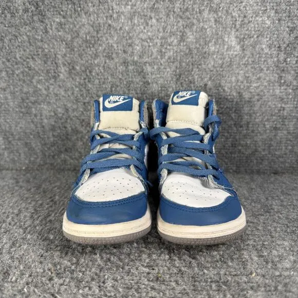 Jordan 1 Retro High OG True Blue Toddler 9C Shoes Gray White Athletic Sneakers