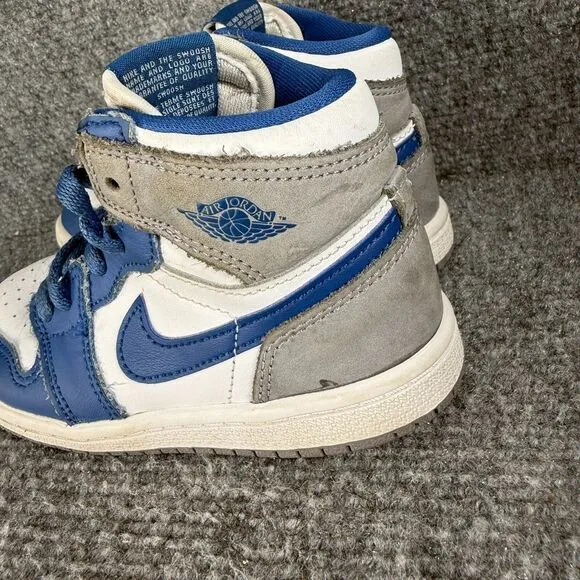 Jordan 1 Retro High OG True Blue Toddler 9C Shoes Gray White Athletic Sneakers