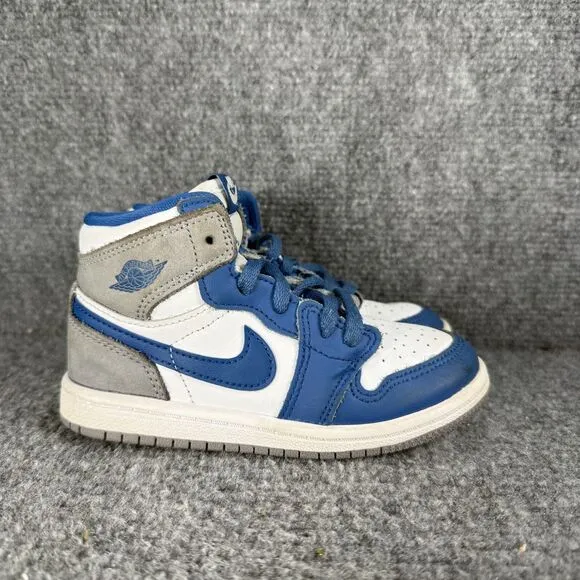 Jordan 1 Retro High OG True Blue Toddler 9C Shoes Gray White Athletic Sneakers