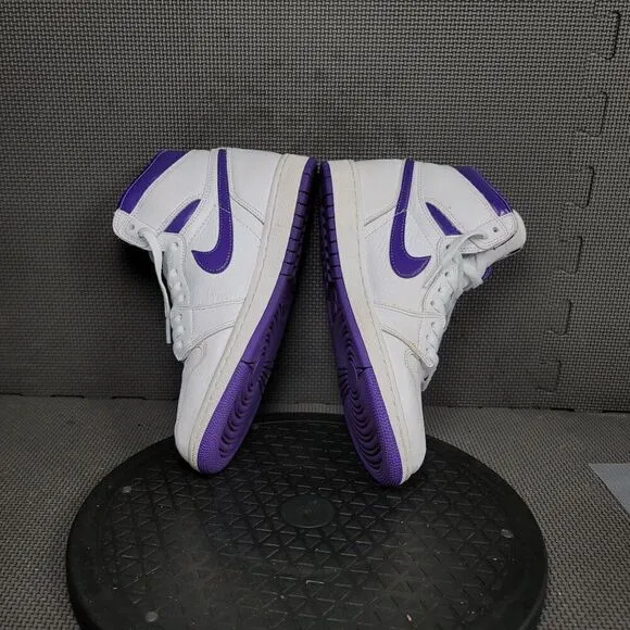Jordan 1 Retro High Shoes Womens Sz 7.5 White Purple Sneakers
