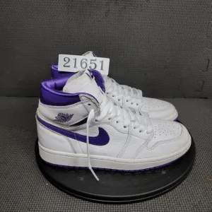 Jordan 1 Retro High Shoes Womens Sz 7.5 White Purple Sneakers