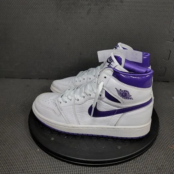 Jordan 1 Retro High Shoes Womens Sz 7.5 White Purple Sneakers