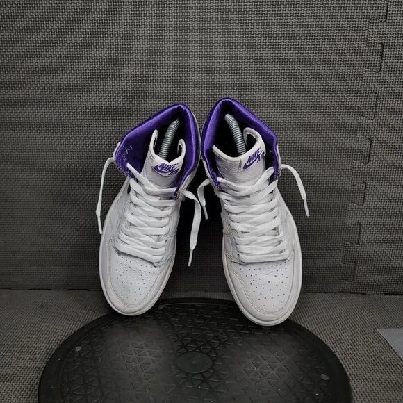 Jordan 1 Retro High Shoes Womens Sz 7.5 White Purple Sneakers