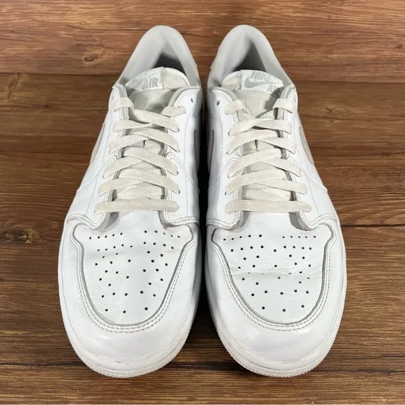 JORDAN 1 Retro Low ‘Neutral Gray’ White Leather Sneakers Men’s Size 13 Shoes