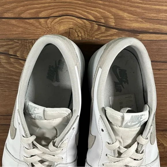 JORDAN 1 Retro Low ‘Neutral Gray’ White Leather Sneakers Men’s Size 13 Shoes
