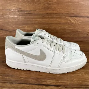 JORDAN 1 Retro Low ‘Neutral Gray’ White Leather Sneakers Men’s Size 13 Shoes