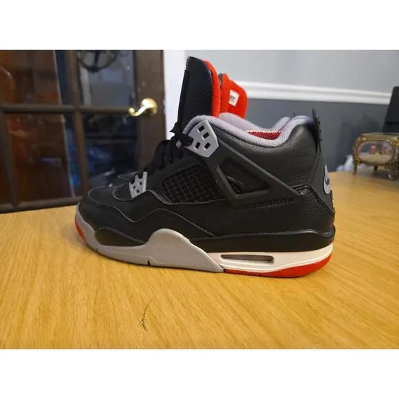 Jordan 4 Bred Reimagined Retro GS 6y / 7.5 Women FQ8213-006 Black Red White