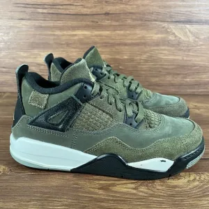 Jordan 4 SE Craft ‘Olive’ Green Sneakers Size 1Y Leather Shoes Lace Up
